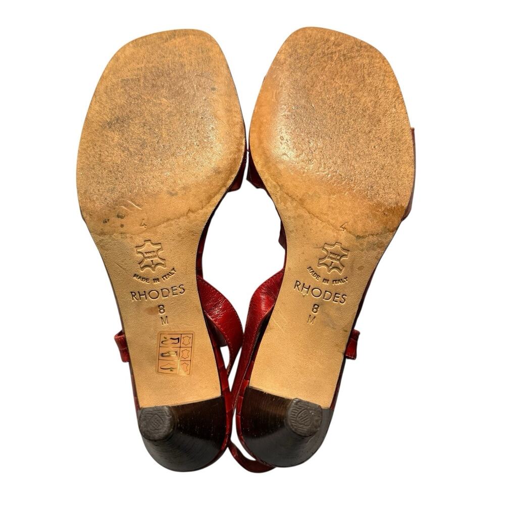 Brighton Red Croc-Embossed Leather Slingback Heels - Picture 8 of 12